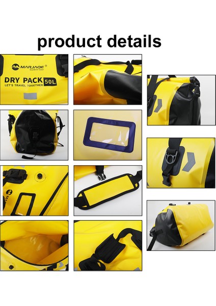 Marjaqe 50L Motosiklet Kuru Çanta Kuyruk Bagaj Çantası Pvc Su Geçirmez Spor Çantası Motosiklet Kamp Tekne Balıkçılık Kayak (Yurt Dışından)