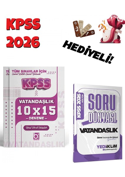 2026 Kpss Vatandaşlık Soru Dünyası ve Deneme Seti 2 Kitap Bigelio