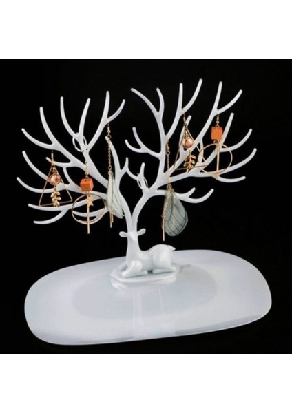 Beyaz Geyik Tasarımlı Zarif Takı ve Mücevher Standı Siyah Renkli fiyatları