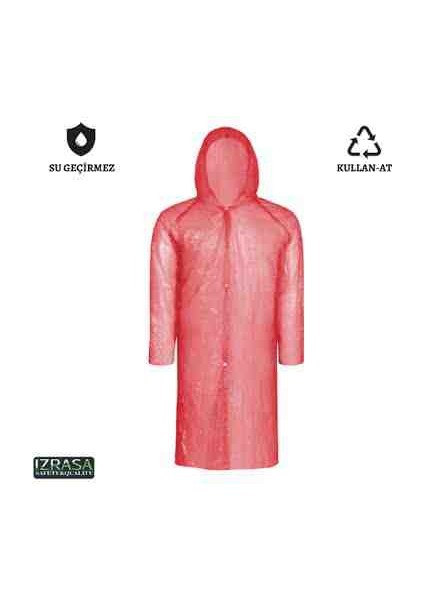 Racon Ponchos Tek Kullanımlık Kullan At Yağmurluk Kırmızı 60X80