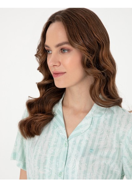 Kadın Mint Kısakollu Gömlek Pijama Takımı 50319047-VR090 fiyatları