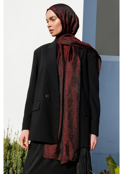 Vera Desen Shine Line Şal Siyah-Bordo modelleri