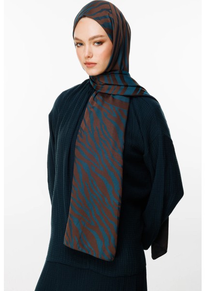 Riad Desen Çift Taraflı Şal Acı Kahve-Petrol Mavisi fiyatları