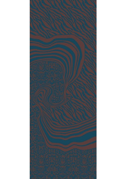 Riad Desen Çift Taraflı Şal Acı Kahve-Petrol Mavisi