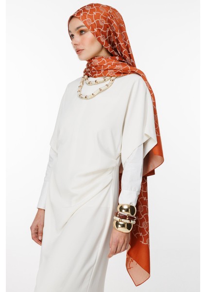 Marrakech Desen Çift Taraflı Şal Tarçın-Bej indirimleri