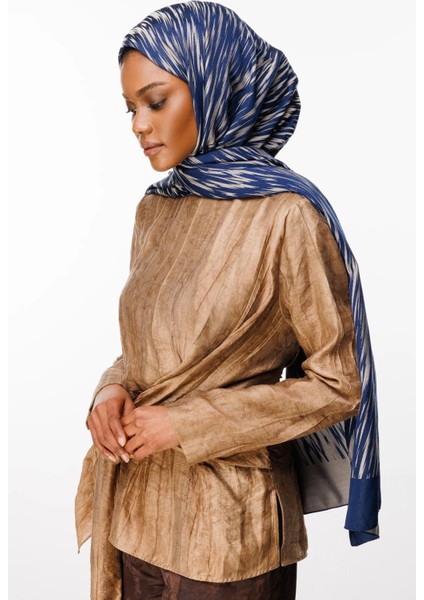 Selis Desen Çift Taraflı Şal Lacivert-Bej fiyatları