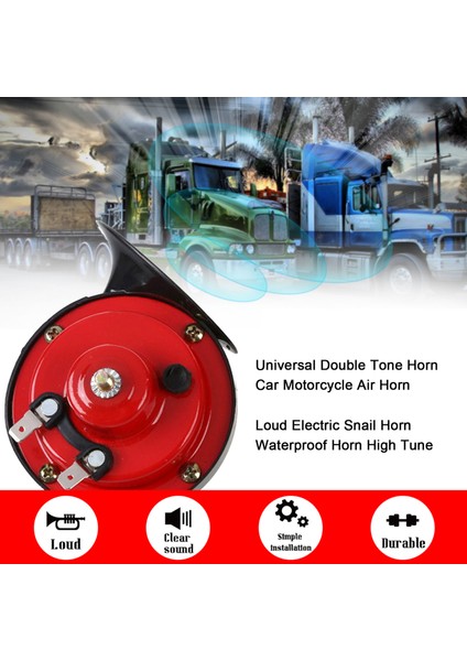 2 Adet 24V Evrensel Çift Tonlu Korna Araba Motosiklet Havalı Korna Yüksek Sesle Elektrikli Salyangoz Boynuz Su Geçirmez Boynuz Yüksek / Düşük Ayar (Yurt Dışından) fiyatları