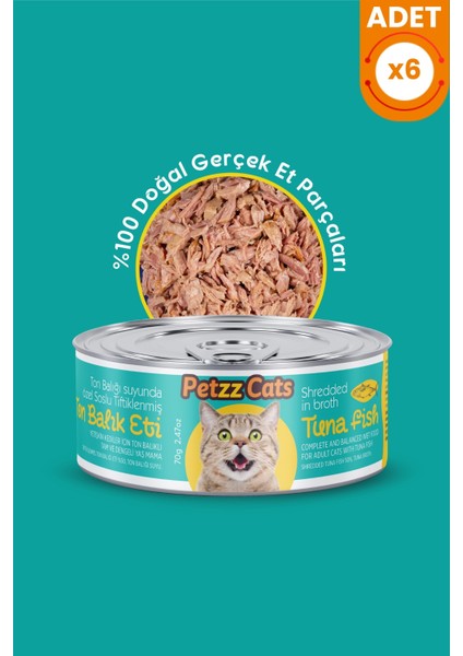 Petzzcats Lezzetli Sos Içinde Taze Fileto Ton Balıklı Konserve Kedi Maması 70 gr