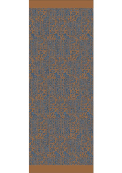 Henna Desen Çift Taraflı Şal Petrol Mavisi-Turuncu indirimleri