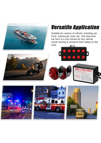 2 Adet 12 V Evrensel Çift Tonlu Korna Araba Motosiklet Havalı Korna Yüksek Sesle Elektrikli Salyangoz Boynuz Su Geçirmez Boynuz Yüksek / Düşük Ayar 10 Sesler Boynuz Denetleyici (Yurt Dışından)