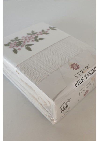 Tek Kişilik 3 Parça Nakışlı Waffle Dokuma Pike Takımı Legacy-Krem modelleri