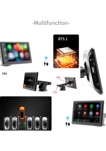 7in Çoklu Dil Araba Bt Mp5 Çalar Otomatik Araba Için Çok Işlevli Ses ve Video Oynatıcı Otomatik Çoklu Medya Oynatıcı Vantuz Tipi Radyo Alıcısı (Yurt Dışından) fiyatları