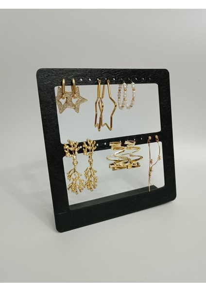 Şık Siyah Küpe Organizer Standı, Düzenli ve Kullanışlı Tasarım.