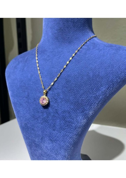 Elvimas Paslanmaz Çelik Gold Zirkon Taş Kolye fiyatları