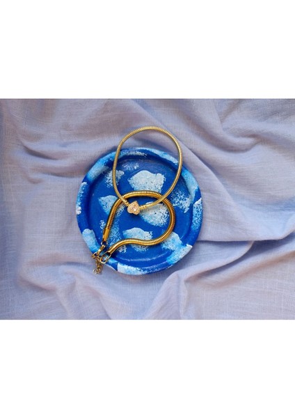 El Işçiliği Mavi Seramik Takı Tabağı, Zarif ve Şık Tasarım fiyatları