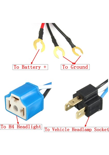 12V Araba H4 Far Röle Kablo Demeti Seramik Duy Büyük Lamba Parlaklık Yoğunlaştırıcı (Yurt Dışından) fırsatları