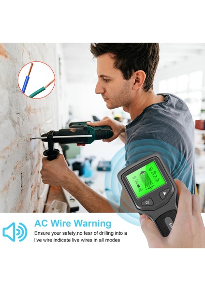 Saplama Bulucu Duvar Tarayıcı - 5 In 1 Saplama Dedektörü Yüksek Çözünürlüklü LCD Ekran, Ahşap Ac Tel Metal Çiviler Algılama (Yurt Dışından) fırsatları