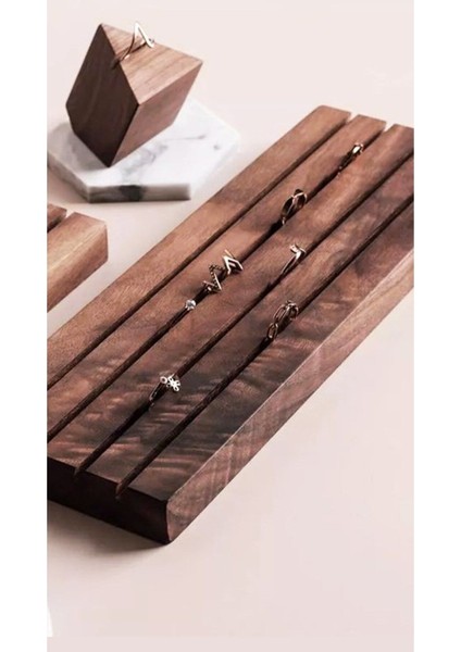 Ahşap Takı Organizeri Yüzük Standı, Şık ve Fonksiyonel Tasarım, Kahverengi Renkli Ürün