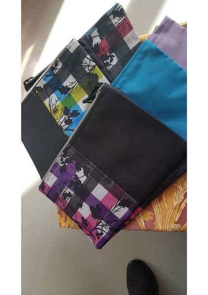 Desenli Mavi ve Lila Makyaj Çantası, Şık ve Kullanışlı Tasarım modelleri