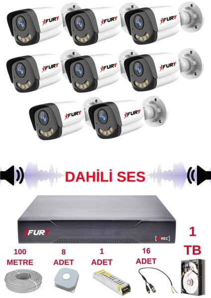 8 Li Sesli Gece Renkli Görüş Güvenlik Kamerası Su Geçirmez Güvenlik Kamerası Seti 5590S 1tb fiyatları