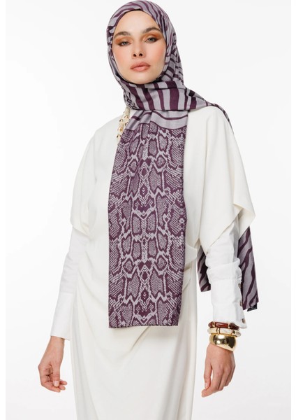 Riad Desen Çift Taraflı Şal Mor-Gri modelleri