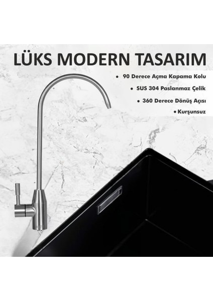 Su Arıtma Musluğu Sus 304 Paslanmaz Çelik Lüks Musluk Aç Kapa Tüm Arıtmalara Uyumlu modelleri