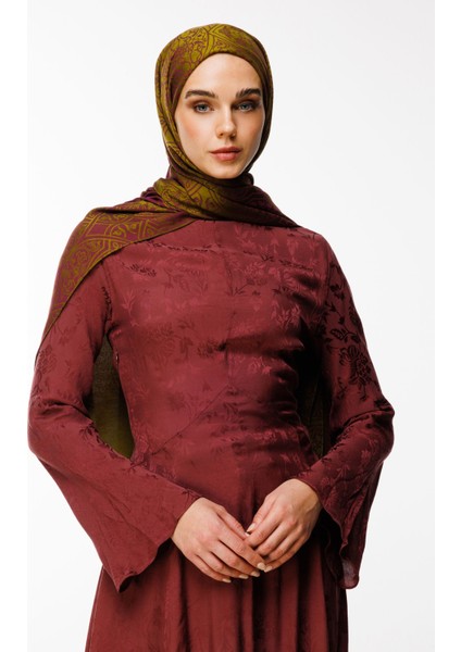 Morocco Desen Çift Taraflı Şal Yağ Yeşili-Mürdüm