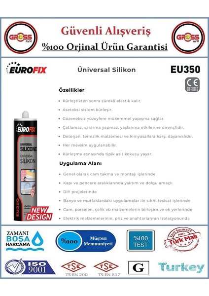 Üniversal Silikon 280GR - Orjinal Ürün - Şeffaf fiyatları