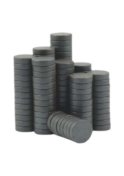 100 Adet Ferrit (Oxit Kömür) Yuvarlak Mıknatıs Disk Mıknatıs (Çapı: 1,2 cm x Kalınlık: 0,30 Cm)