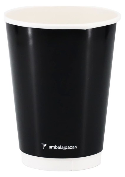 Double Wall Siyah Karton Bardak 14 Oz - 25 Adet