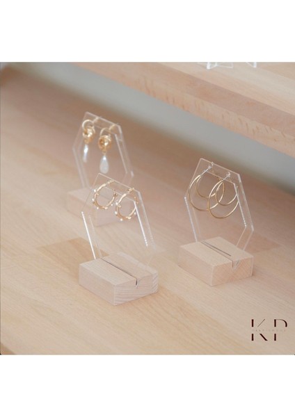 Bej Pleksi Altıgen Küpelik, Akrilik ve Ahşap Stant, Organizer Küpelik fırsatları