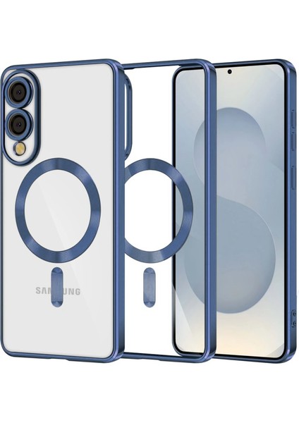 Samsung Galaxy S25 Edge Için Magsafe ile Uyumlu Kılıf Kamera Lensli Korumalı Şeffaf Silikon Kapak