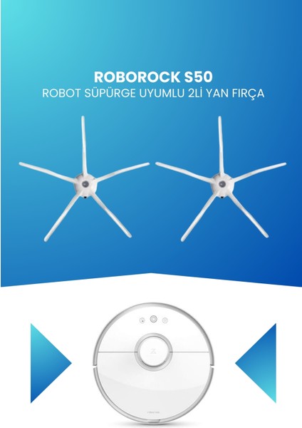 Roborock S50 Robot Süpürge Uyumlu 2li Yan Fırça