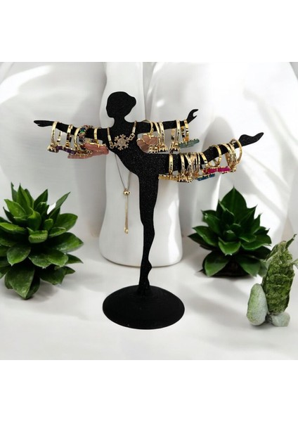 Şık Siyah Balerin Takı Standı, Düzenli ve Estetik Saklama Çözümü