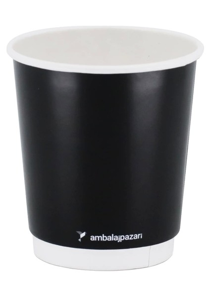 Double Wall Siyah Karton Bardak 8 Oz - 30 Adet