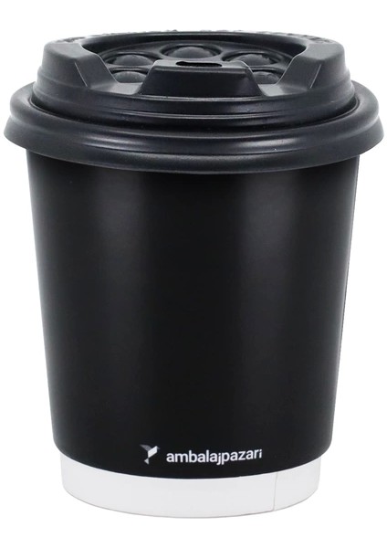 Double Wall Siyah Karton Bardak 8 Oz - 30 Adet fiyatları