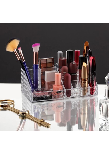 Beyaz Diamond Klasik Organizer, Şık ve Fonksiyonel Makyaj Düzenleyici