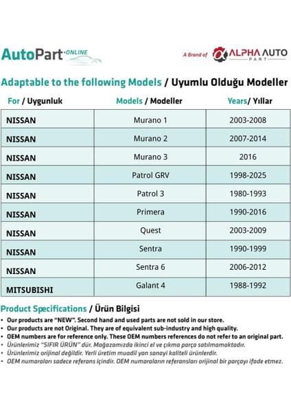 Honda, Nissan, Toyota, Mitsubishi Için Davlumbaz ve Çamurluk Klipsi