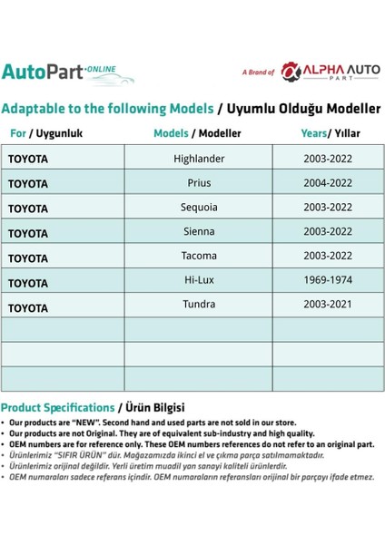 Honda, Nissan, Toyota, Mitsubishi Için Davlumbaz ve Çamurluk Klipsi