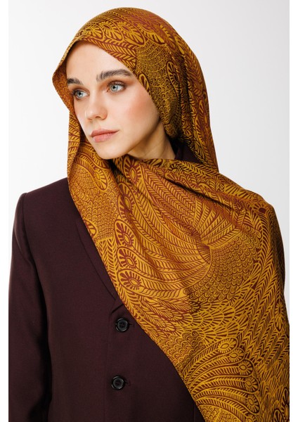 Mayra Desen Çift Taraflı Şal Mürdüm-Sarı modelleri