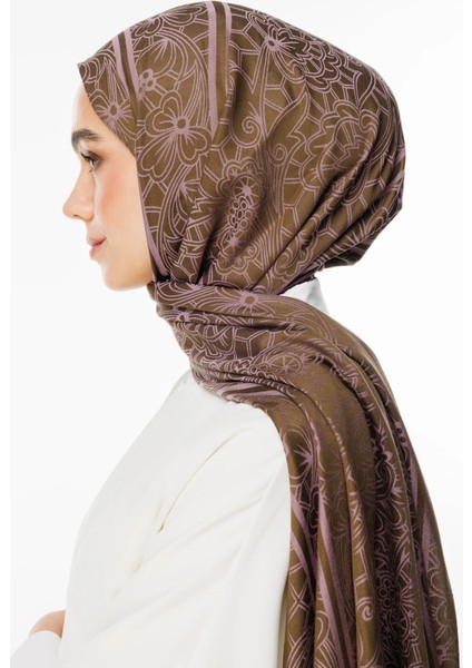 Lavin Desen Çift Taraflı Şal Koyu Haki-Koyu Gül Kurusu fiyatları