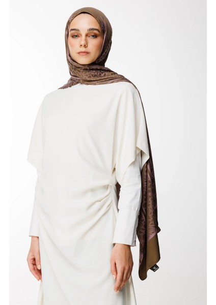 Lavin Desen Çift Taraflı Şal Koyu Haki-Koyu Gül Kurusu modelleri