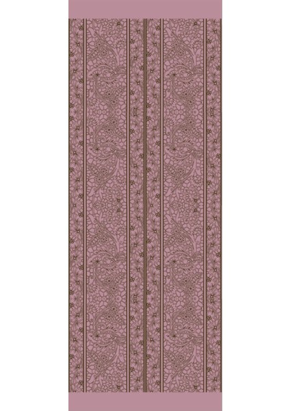 Lavin Desen Çift Taraflı Şal Koyu Haki-Koyu Gül Kurusu