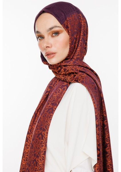 Nora Desen Çift Taraflı Şal Mor-Turuncu modelleri