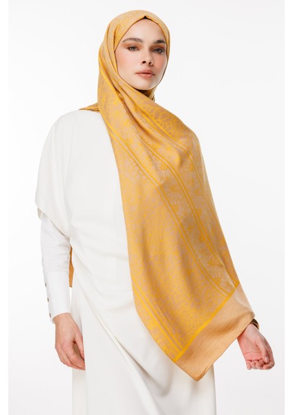 Lavin Desen Çift Taraflı Şal Vizon-Hardal