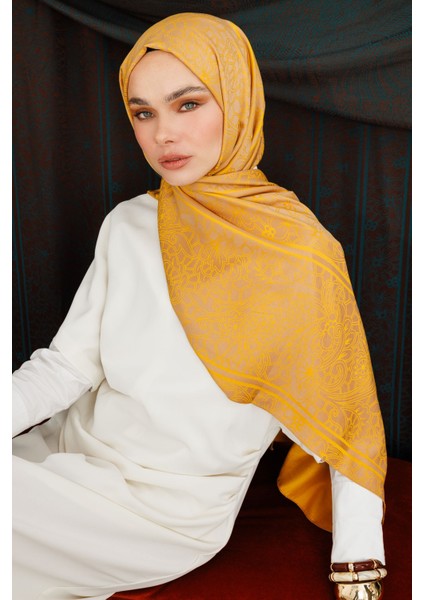 Lavin Desen Çift Taraflı Şal Vizon-Hardal modelleri