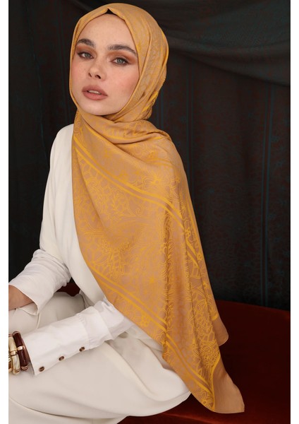 Lavin Desen Çift Taraflı Şal Vizon-Hardal indirimleri