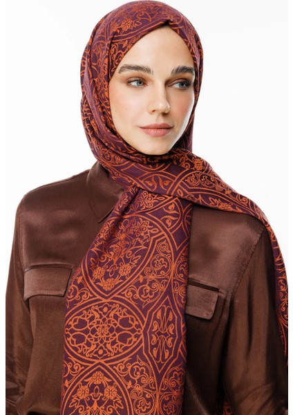 Morocco Desen Çift Taraflı Şal Mor-Turuncu modelleri