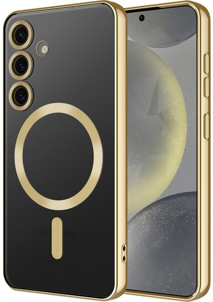 Samsung Galaxy A56 Için Magsafe ile Uyumlu Kılıf Kamera Lensli Korumalı Şeffaf Silikon Kapak