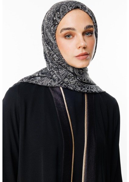 Velora Desen Çift Taraflı Şal Siyah-Siyah